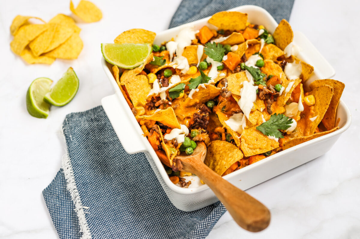 Nachoschotel Met Gehakt En Zoete Aardappel