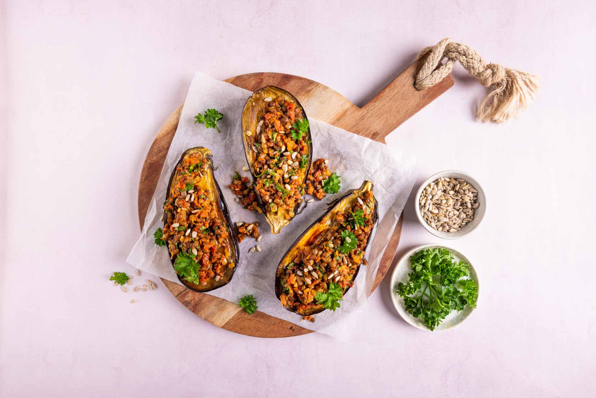 Geroosterde Aubergine Met Linzen